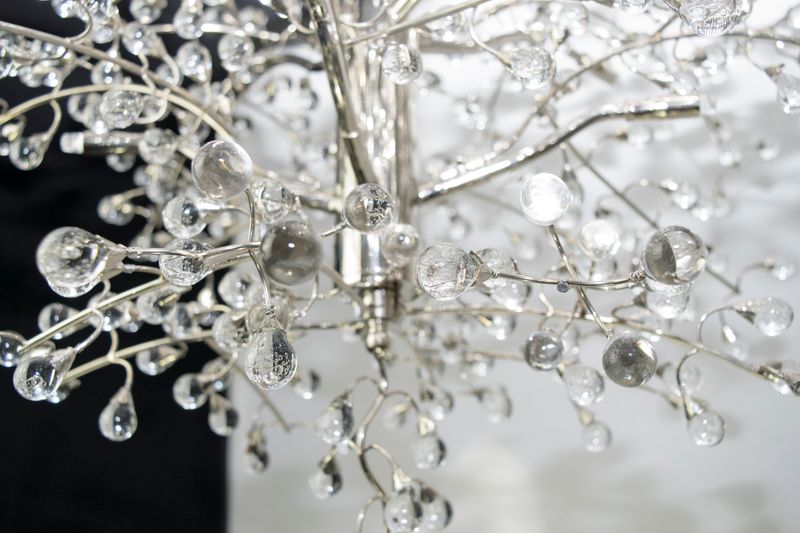 Cluster 28.5' 8 Light Semi-Flush Mount in Polished Nickel