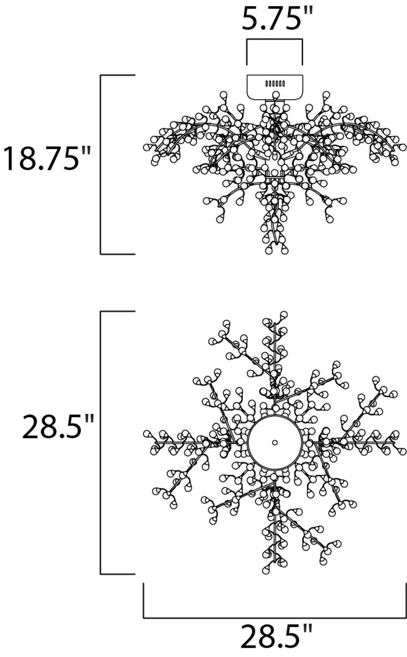 Cluster 28.5' 8 Light Semi-Flush Mount in Polished Nickel
