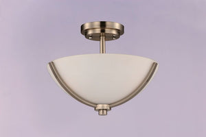 Deven 14' 3 Light Semi-Flush Mount in Satin Nickel