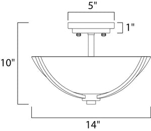 Deven 14' 3 Light Semi-Flush Mount in Satin Nickel