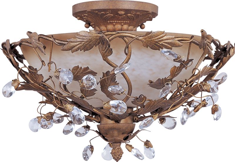 Elegante 16.5' 3 Light Semi-Flush Mount in Etruscan Gold