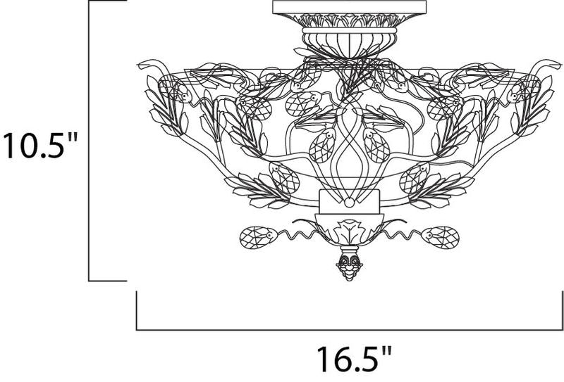 Elegante 16.5' 3 Light Semi-Flush Mount in Etruscan Gold