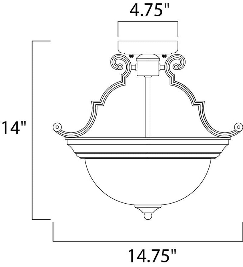 Essentials - 584x 14.75' 2 Light Semi-Flush Mount in Oil Rubbed Bronze with Wilshire Glass Finish