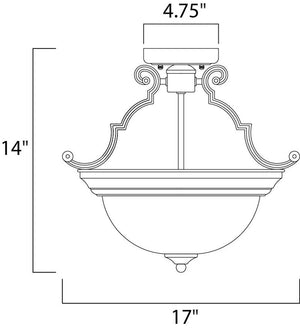 Essentials - 584x 17' 3 Light Semi-Flush Mount in Oil Rubbed Bronze