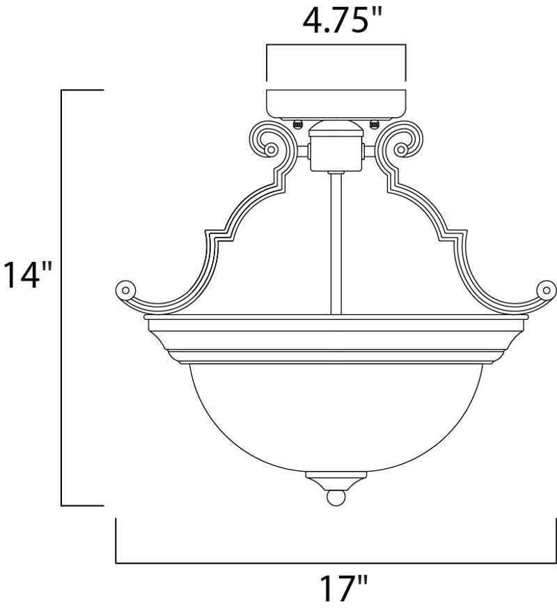 Essentials - 584x 17' 3 Light Semi-Flush Mount in Satin Nickel