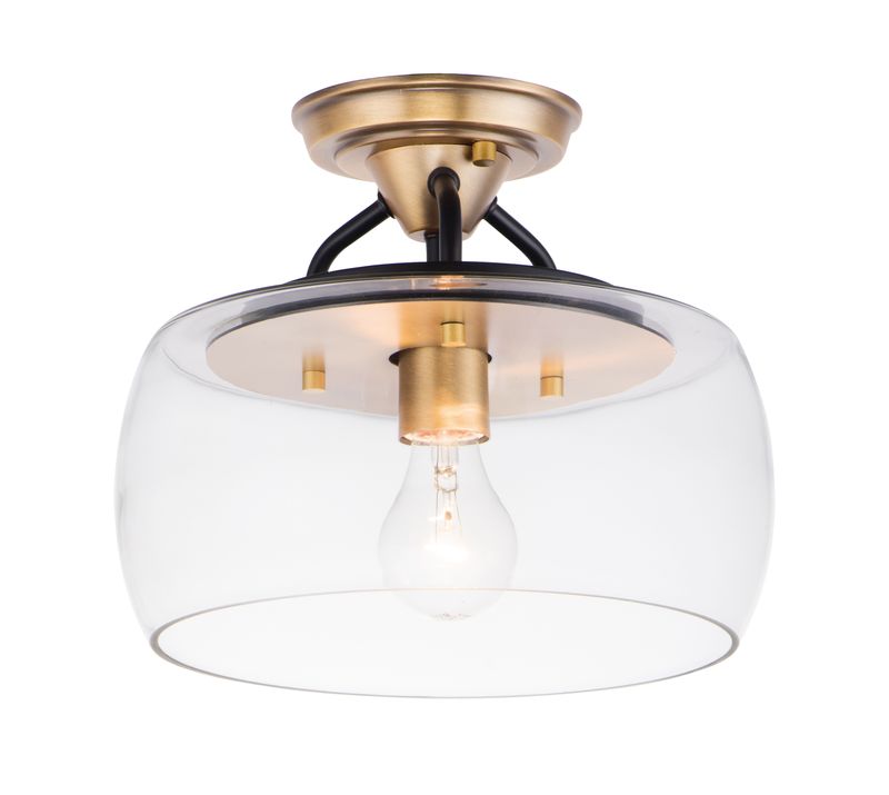 Goblet 11' Single Light Semi-Flush Mount in Bronze and Antique Brass