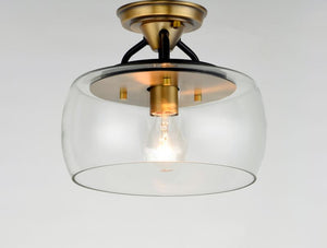 Goblet 11' Single Light Semi-Flush Mount in Bronze and Antique Brass