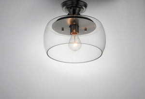 Goblet 11' Single Light Semi-Flush Mount in Black and Satin Nickel