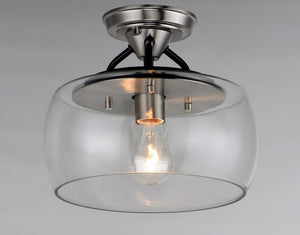 Goblet 11' Single Light Semi-Flush Mount in Black and Satin Nickel