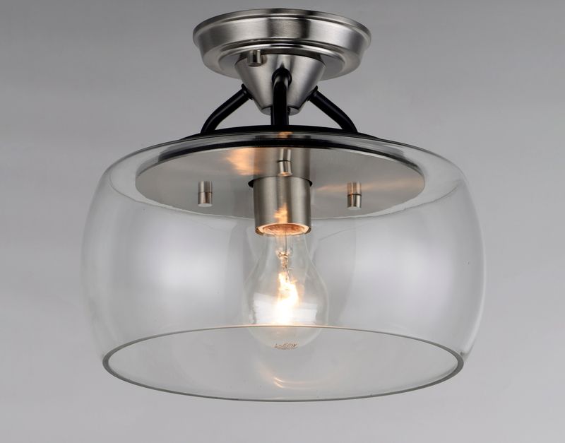 Goblet 11' Single Light Semi-Flush Mount in Black and Satin Nickel