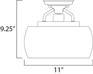 Goblet 11' Single Light Semi-Flush Mount in Black and Satin Nickel