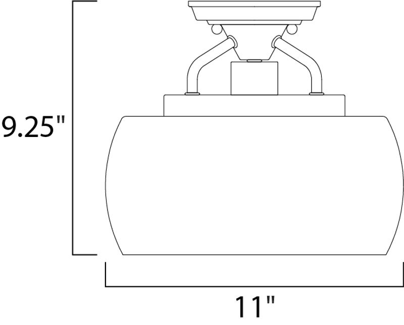 Goblet 11' Single Light Semi-Flush Mount in Black and Satin Nickel