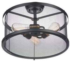 Palladium 16.5' 3 Light Flush Mount in Black and Natural Aged Brass