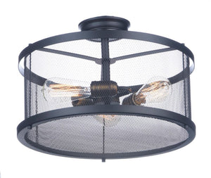 Palladium 16.5' 3 Light Flush Mount in Black and Natural Aged Brass