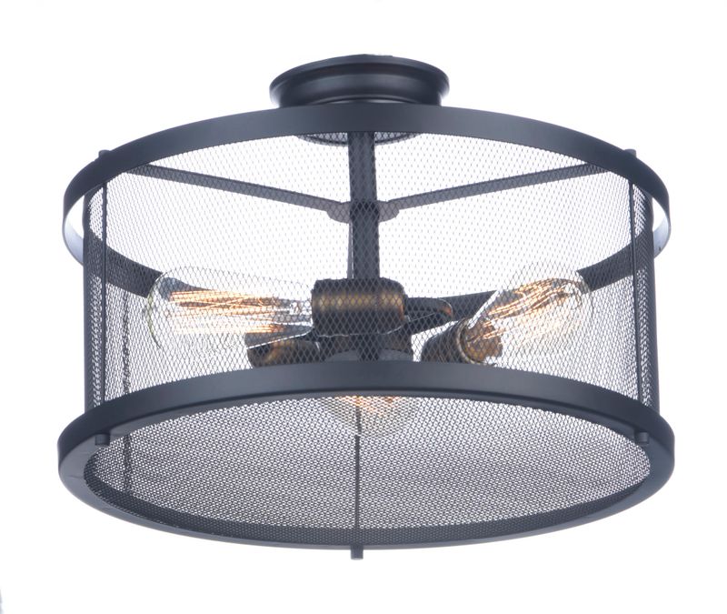 Palladium 16.5' 3 Light Flush Mount in Black and Natural Aged Brass