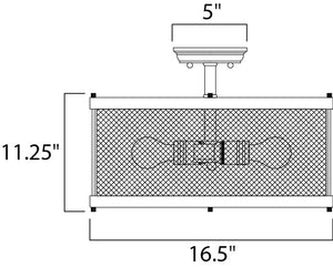 Palladium 16.5' 3 Light Flush Mount in Black and Natural Aged Brass