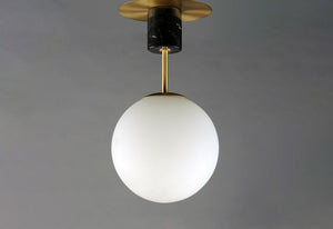 Vesper 9.75' Single Light Semi-Flush Mount in Satin Brass and Black