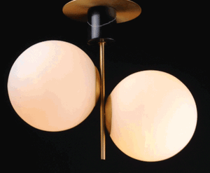 Vesper 2 Light Semi-Flush Mount in Black and Satin Brass