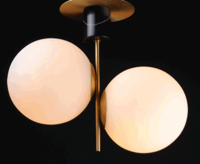 Vesper 2 Light Semi-Flush Mount in Black and Satin Brass