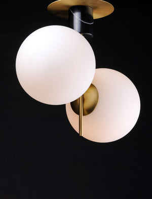 Vesper 2 Light Semi-Flush Mount in Black and Satin Brass