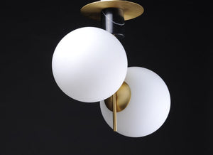 Vesper 2 Light Semi-Flush Mount in Black and Satin Brass