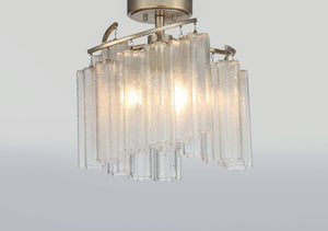 Victoria 17' 3 Light Flush Mount in Golden Silver
