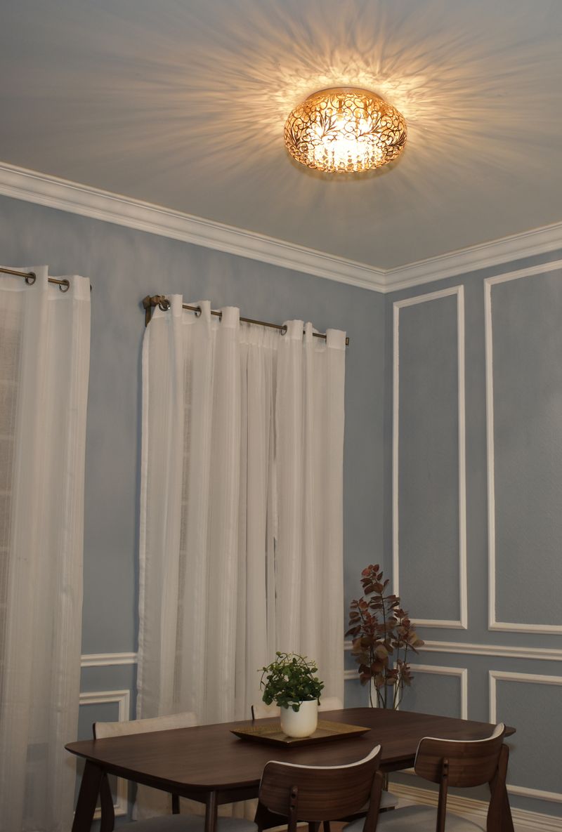 Arabesque 7 Light Flush Mount in Golden Silver