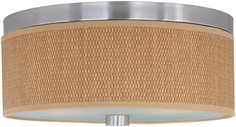 Elements 14' 2 Light Flush Mount in Satin Nickel - Grass Fabric Material