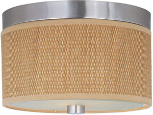 Elements 10' 2 Light Flush Mount in Satin Nickel - Grass Fabric Material