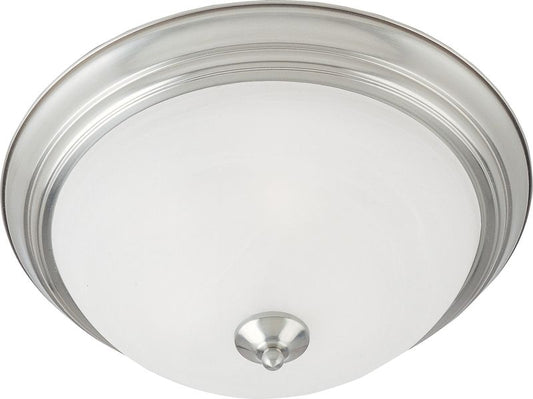 Essentials - 584x 13.5" 2 Light Flush Mount in Satin Nickel with Marble Glass Finish