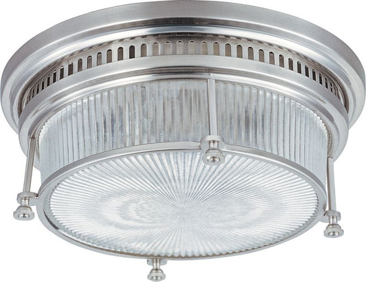 Hi-Bay 13" 2 Light Flush Mount in Satin Nickel