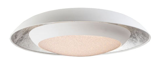 Iris 23.5" Single Light Flush Mount in Silver Leaf and White