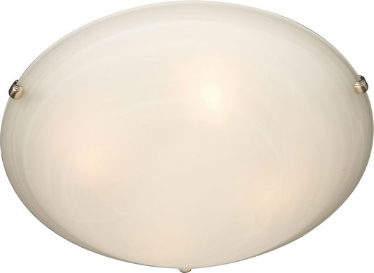 Malaga 16" 3 Light Flush Mount in Satin Nickel with Marble Glass Finish