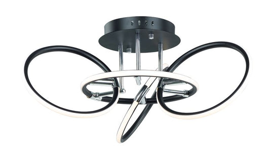 Ringer 25" 4 Light Flush Mount in Black and Polished Chrome