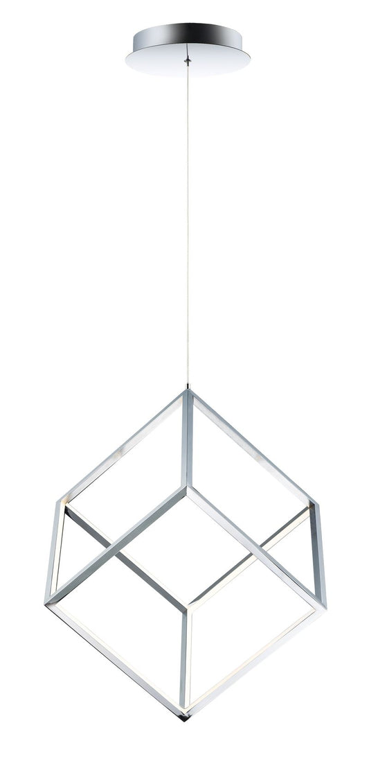 4 Square 20.5" Single Light Pendant in Polished Chrome