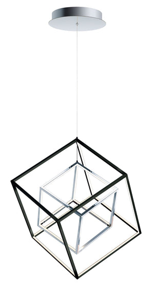 4 Square 20.5' Single Light Pendant in Black and Polished Chrome