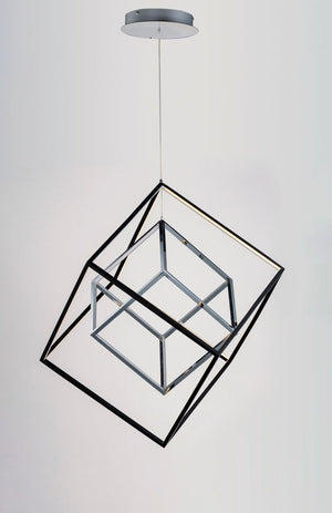 4 Square 20.5' Single Light Pendant in Black and Polished Chrome
