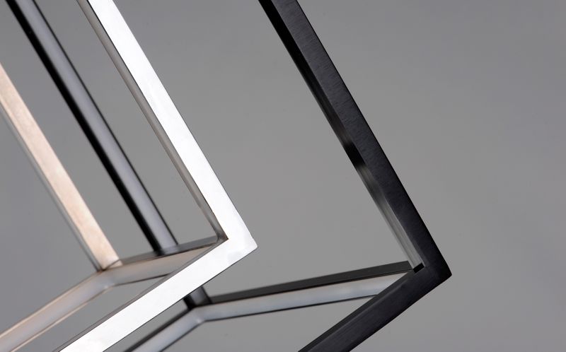 4 Square 20.5' Single Light Pendant in Black and Polished Chrome