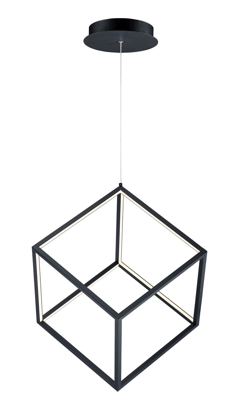 4 Square 20.5' Single Light Pendant in Black