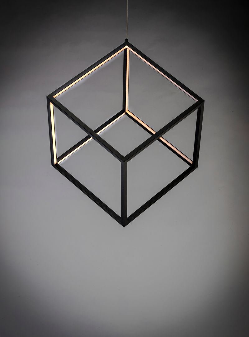 4 Square 20.5' Single Light Pendant in Black
