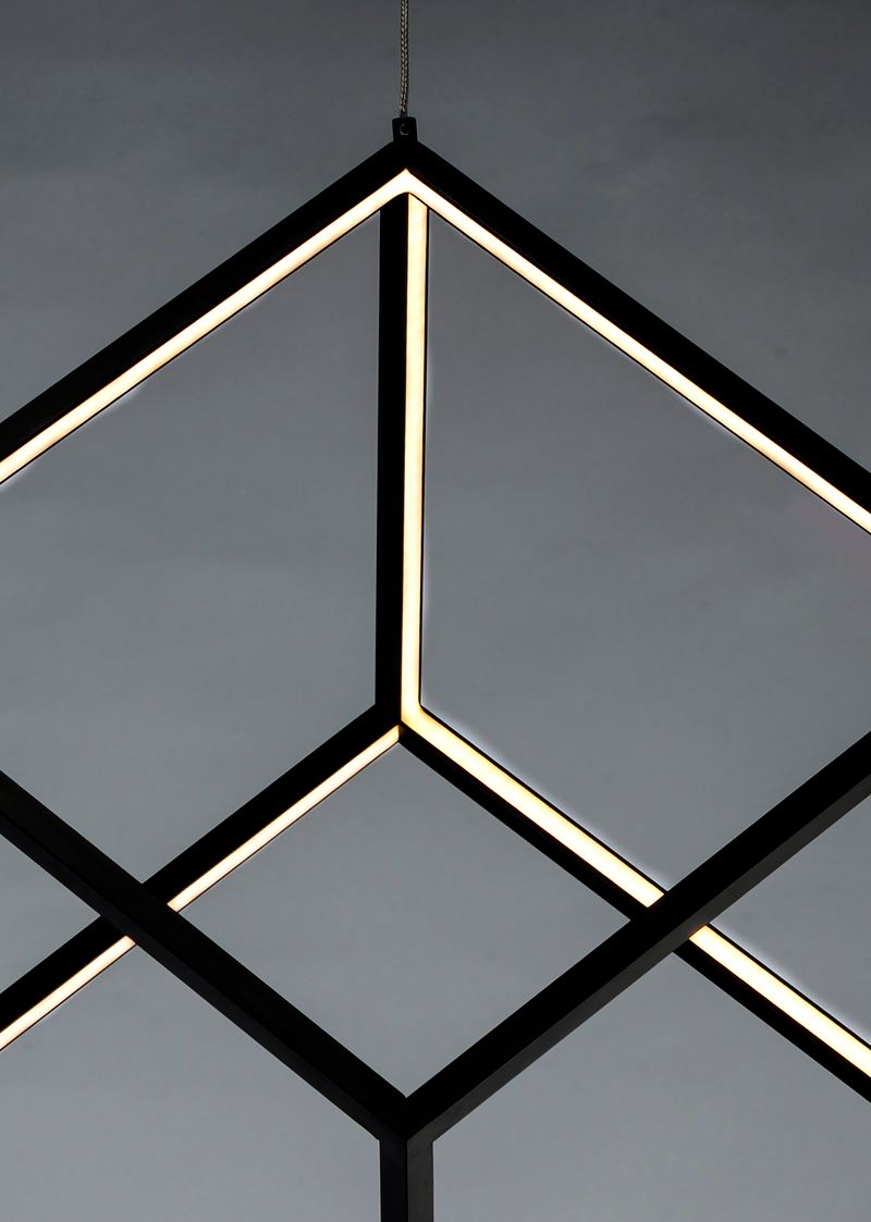 4 Square 20.5' Single Light Pendant in Black