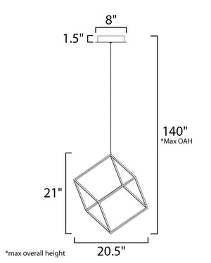 4 Square 20.5' Single Light Pendant in Black