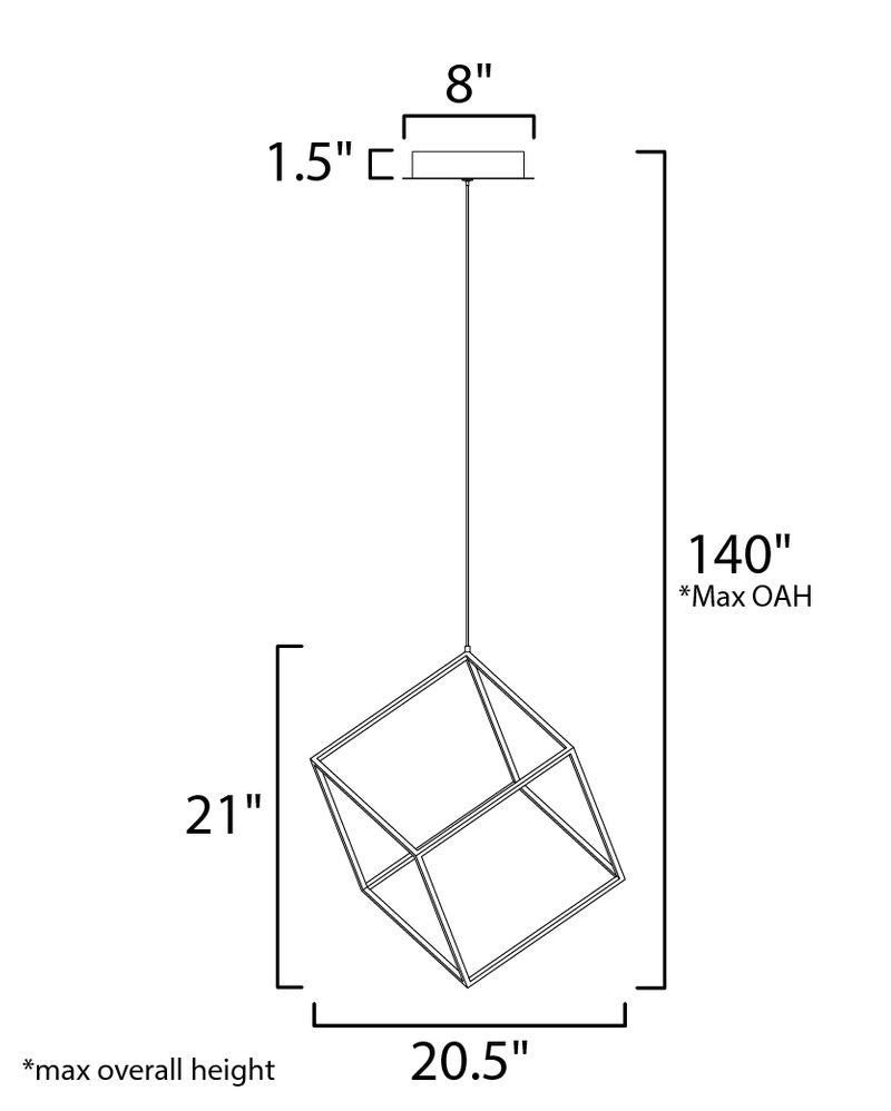 4 Square 20.5' Single Light Pendant in Black