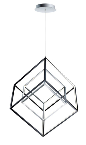 4 Square 30.5' Single Light Pendant in Black and Polished Chrome