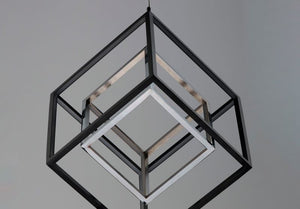 4 Square 30.5' Single Light Pendant in Black and Polished Chrome