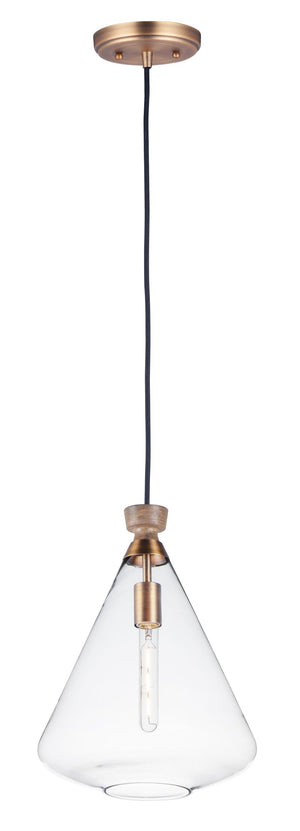 Abbott 12.5' Single Light Pendant in Weathered Oak and Antique Brass