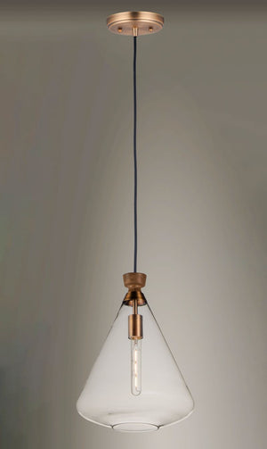Abbott 12.5' Single Light Pendant in Weathered Oak and Antique Brass