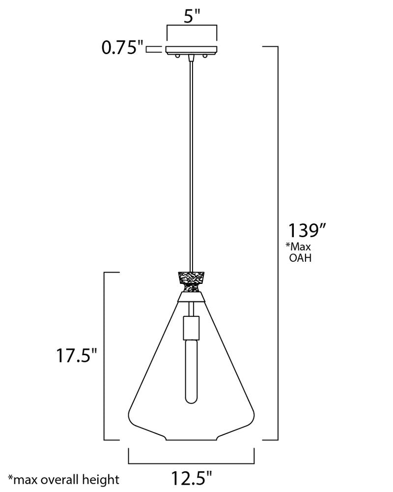 Abbott 12.5' Single Light Pendant in Weathered Oak and Antique Brass