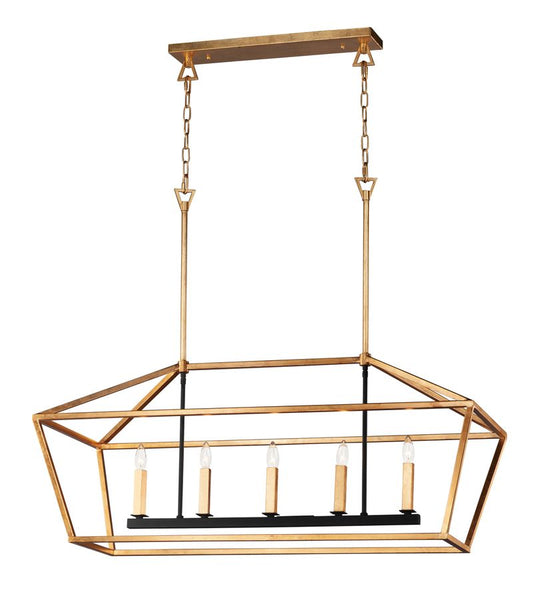Abode 18.5" 5 Light Chandelier in Gold Leaf and Textured Black