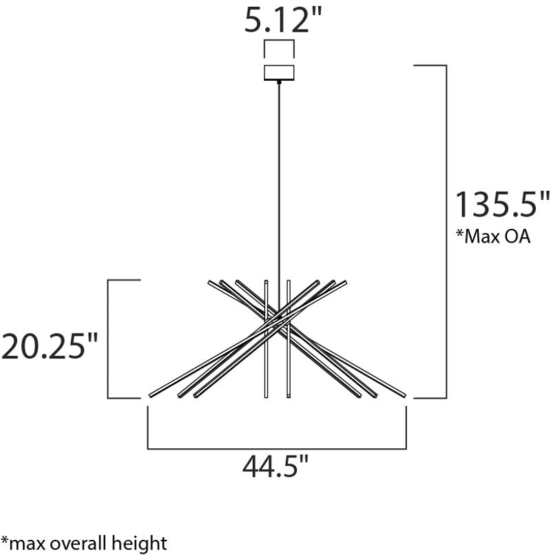 Alumilux Suspension 44.5' 8 Light Multi-Light Pendant in Satin Aluminum